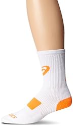 ASICS Team Tiger Crew Socks, White/Neon Orange, Small