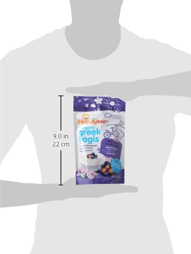 HAPPY BABY ORGANICS BABY SNACKS, GREEK YOGIS, FREEZE DRIED YOGURT &VEGGIE FRUIT SNACKS, GLUTEN FREE BABIES 9+ MONTHS, BLUEBERRY & PURPLE CARROT, 1 OUNCE