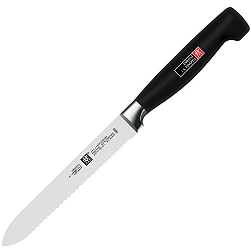 ZWILLING Four Star 5inch Serrated Utility Knife, Black The Home