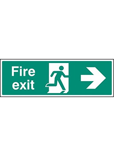 Caledonia Signs 12004M Fire Exit- Right Sign, Rigid Plastic, M: 600 mm x 200 mm