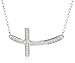 Amazon Collection Silver Diamond Sideways Cross Pendant Necklace (1/10 cttw, I-J Color, I2-I3 Clarity)