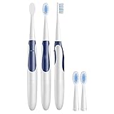 IEnkidu Sonic Electric Toothbrush Waterproof Whitening Prevent Tooth Decay Removes Plaque with 2 Extra Replacement Brush Heads 4 Colors (Dark Blue)