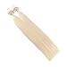 Moresoo 24 Inch Platinum Blonde Hair Extensions Micro Beads Human Hair Micro Loop Ring Human Hair Extensions Platinum Blonde #60 Real Human Hair Extensions 50g 50 Strands