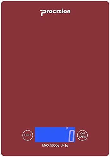 Digital Touch Multifunction Kitchen Food Scale for Precise Weighing in Grams, Ounces, Pounds, Fluid Oz, Milliliters Measures up to 11lb/5kg Best Gift for Weight Watchers (Red)