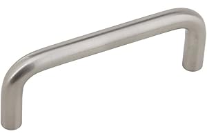 Silverline P5101/ P5102/ P5103 Solid Wire Pulls Ultra-Minimal Cabinet Handles for Cupboard Drawer Pulls (25, Satin Nickel, Centers 3" (76mm))