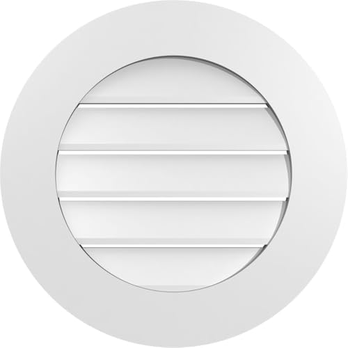 22"W x 22"H Round Surface Mount Signature Urethane Gable Vent: Functional, w/ 3…
