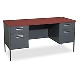 HON P3231NS 60 by 24 by 29-1/2-Inch Metro Kneespace Credenza, Charcoal Frame/Mahogany Top