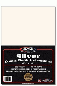 BCW Silver Comic Book Extenders - (1 Pack of 200) Comics, Comic Books Storage Collecting Supplies