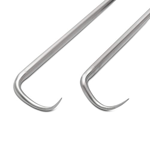 dBack 2 Pigtail Food Flipper Set 16” and 12” BBQ Meat Turner Hooks