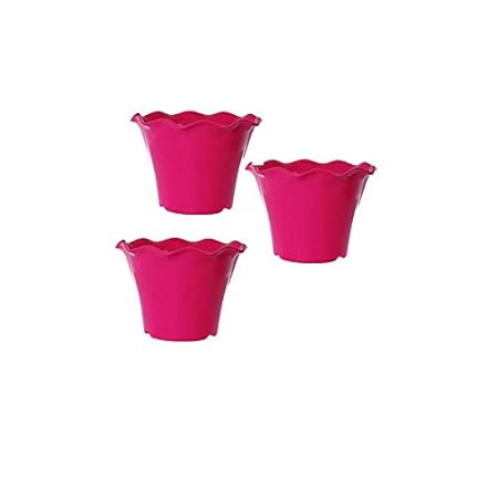 Airex Blossom Plastic Pot 8 Inch (Pink Pack of 3) Color for Indoor Plants/Home Decor/Gardening/Table/Succulents/Garden and Outdoor