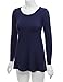 Lock and Love LL WT767 Womens Long Sleeve Scoop Neck Trapeze Tunic M Navy