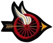 Right Facing Motorcycle Red Wheel with Wings Arrow Highway Patrol Jacket Patch by UNIFORM WORLD