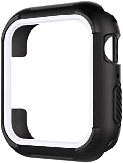 Compatible with Apple Watch Series 4 Case 40mm 44mm,Shock-Proof and Shatter-Resistant Case, Sport/Edition/Nike+ (Black+White, 44mm)