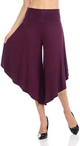 JDJ CO. Women's Layered Wide Leg Flowy Cropped Palazzo Pants, 3/4 Length High Waist Palazzo Wide Legs Capri Pants