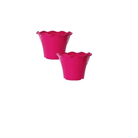 Antier Stylized Cut Mouth Design Planter (10 inch, Pink, Set of 2)