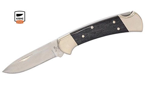 Buck Knives 112 Charcoal Ranger W/ Nickel Silver & Flat Grind Drop Point Blade