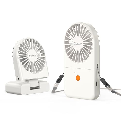 ReFAN Tragbarer Nackenventilator, 1800mAh Akku (bis zu 7 Stunden), Klappbarer Mini Tischventilator, Leicht USB Ventilator 3 Stufen für Büro, Reisen, Pendeln