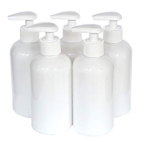 Detail Solutions 5 x 250ml Empty Solid White PET Plastic Bottles with White Pump Lotion Dispenser top