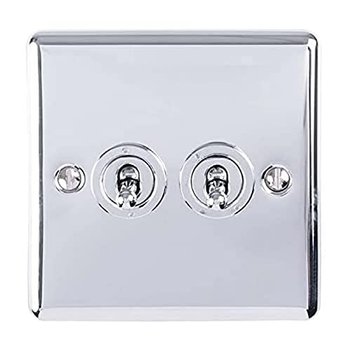 Enhance Decorative 2 Gang Toggle Switch Polished Chrome Finish
