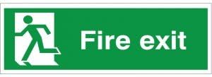 2 x Fire Exit Running Man Left Signs 300mm x 100mm - Self Adhesive