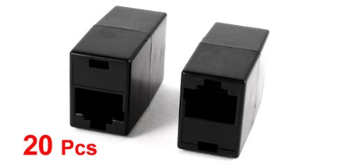 uxcell 20 Pcs Black RJ45 8P8C Female/Female Socket Modular Ethernet Connector Coupler