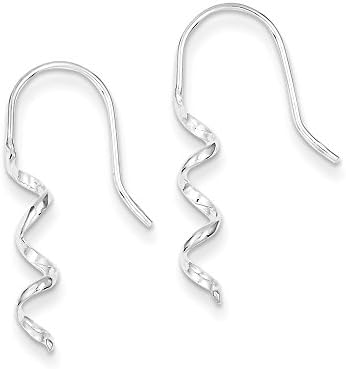 .925 Sterling Silver 26 MM Spiral Dangle Shepherd Hook Earrings