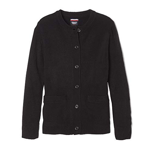 French Toast Girls Plus Size' Anti-Pill Crewneck Cardigan, Black, XL (18/20P)