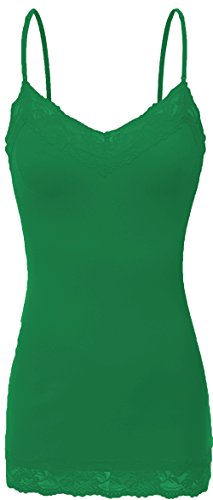 Bozzolo Women's Junior $ Plus Adjustable Spaghetti Strap Lace Trim Tunic Tank Top