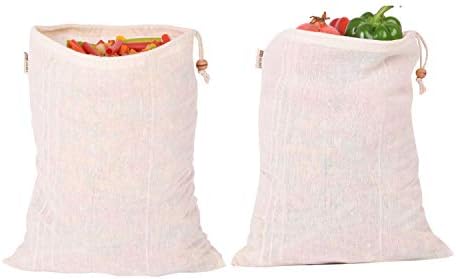 Earthy Fab 100% Cotton Vegetable Storage Fridge Bags Eco-Friendly, Non-Toxic, Washable, Reusable Set of 2