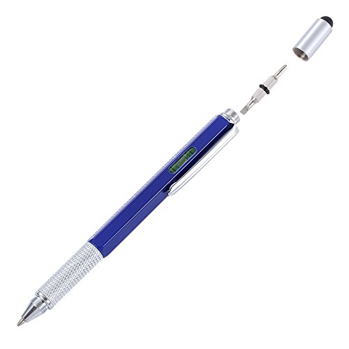 Shulaner 6 in 1 Metal Tech Tool Ballpoint Pens with Ruler, Level, Stylus and Two-head Screwdriver, Multi functional Tool Fits for Mens Gift - Thumbnail 4