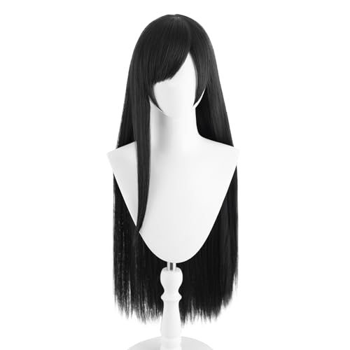 LTAKK Tifa Lockhart Cosplay Wig for Cosplay FF7 Remake Halloween Long Black Wigs
