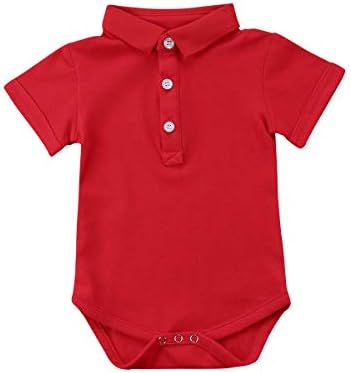 ITFABS Newborn Baby Boy Girl Polo Collar Organic Cotton Romper Bodysuit Jumpsuit Outfit Clothes