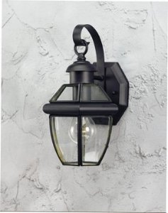 Forte Lighting 1101-01-04 Exterior Wall Light with Clear Beveled Glass Shades, Black
