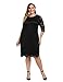 Chicwe Women's Stretch Lined Plus Size Lace Shift Dress Knee Length with Scalloped Hem and Cuff