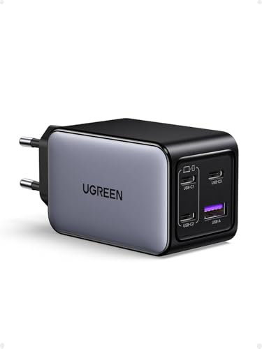 Nexode 65W Cargador 3 USB C y 1 A, Adaptador de Corriente GaNInfinity Type C Compatible con iPhone 17 Pro MAX Air/16 15 14, Galaxy S25 Ultra Plus Pixel iPad MacBook