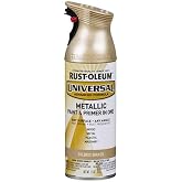 Rust-Oleum Universal All Surface Metallic Spray Paint, Gilded Brass | Interior/Exterior, Fast Dry, Rust Preventive, Strong Adhesion, Patented Comfort Trigger Sprays from Any Angle, 11 oz