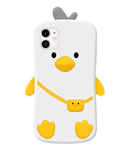UnnFiko 3D Silicone Case Compatible with iPhone 7/8, Cute Cartoon Creative Soft Rubber Bumper Cover Cool Fun Protective Case (Duck White, iPhone 7/8)