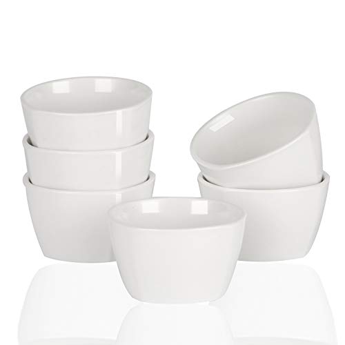 LEETOYI Ceramic Ramekins Souffle Dishes,Porcelain Ramekins - 8oz for Ramekin Set of 6,White - Thumbnail 5