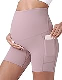 POSHDIVAH Women's Maternity Yoga Shorts Over The