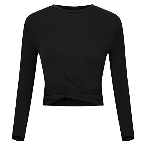 Women's Long Sleeve Crop Tops Slim Fit Summer Midriff Baring Tops