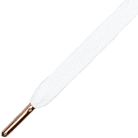 Mr Lacy Flatties Metal Tip White With Rose Gold Tip Shoelaces - 130cm
