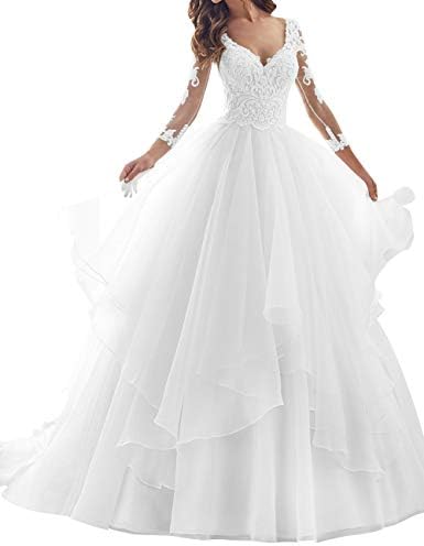 Wedding Dresses Bridal Gowns Wedding Dress for Bride Lace Wedding Gown with Long Sleeves Plus Size
