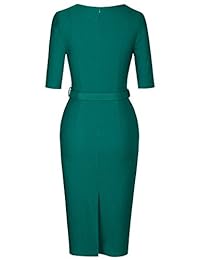 Muxxn vestido para dama Audrey Hepburn de los años 60 con manga tres cuartos y cinturón, estilo formal para trabajar.