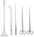 Samyo Stainless Steel Aquarium Aquascaping Kit Aquatic Plant Tweezers Scissor Substrate Spatula Tools Sets - 5 Tools
