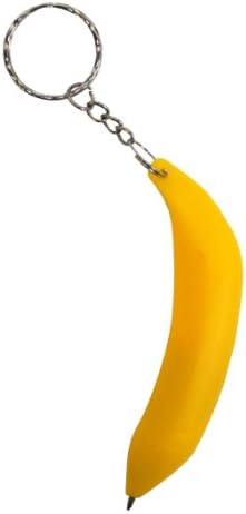 Yellow Banana Pen Keyring - Novelty Keychain