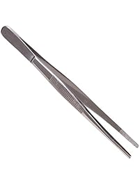 MABIS Stainless Steel Tweezers, Thumb Dressing Forceps, Serrated Forceps, Silver