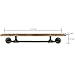 31-Inch Industrial-Style Black Metal Pipe & Brown Wood Wall Mounted Clothing Rods Storage Shelf, Hanging Closet