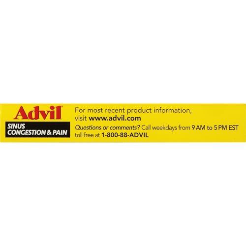 ADVIL SINUS CONGESTION AND PAIN, SINUS RELIEF MEDICINE, PAIN RELIEVER AND FEVER REDUCER WITH IBUPROFEN AND PHENYLEPHRINE HCL – 20 COATED TABLETS