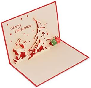 (Pack of 2) Handmade Pretty 3D PopUp Card for Chistmas Holiday - Tree (1) (in Collection of Birthday Card, Love Card, Thank You Card, Valentine Card, Animal Card, Flower Card, Greeting Card,etc.)