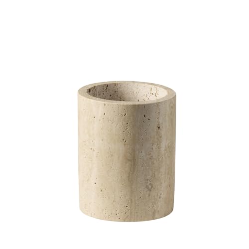 APS 11756 Besteckbehälter TRAVERTINE - Travertin (Kalkstein), Ø 11 cm, H: 13,5 cm, mit Abflussloch